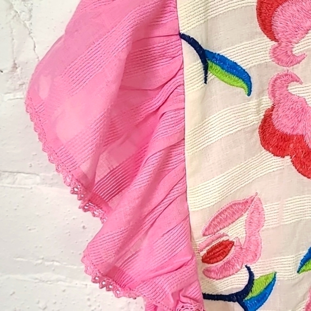 Cato Pink Embroidered Floral Yoke Tunic - Picture 2 of 7